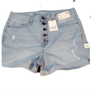 New Ana 14 pale blue buttonfly denim shorts